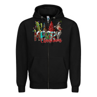 Black Merry Christmas Zipper Hoodie - CowhideDigitalArt