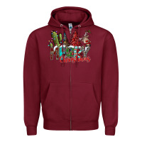 Burgundy Merry Christmas Zipper Hoodie - CowhideDigitalArt