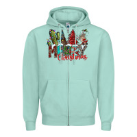 Seafoam Merry Christmas Zipper Hoodie - CowhideDigitalArt