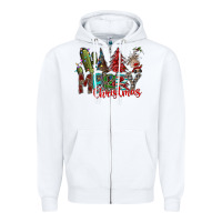 White Merry Christmas Zipper Hoodie - CowhideDigitalArt