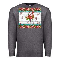 Charcoal Heather flamingo with tropical flowers Premium Sweatshirt - Artiststas