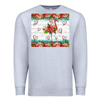 Heather Grey flamingo with tropical flowers Premium Sweatshirt - Artiststas