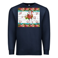 Navy flamingo with tropical flowers Premium Sweatshirt - Artiststas