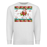 Oatmeal Heather flamingo with tropical flowers Premium Sweatshirt - Artiststas