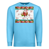 Ocean Blue flamingo with tropical flowers Premium Sweatshirt - Artiststas