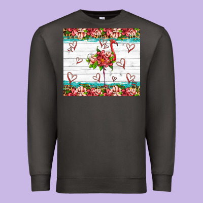 Flamingo With Tropical Flowers Premium Sweatshirt Designed By Artiststas