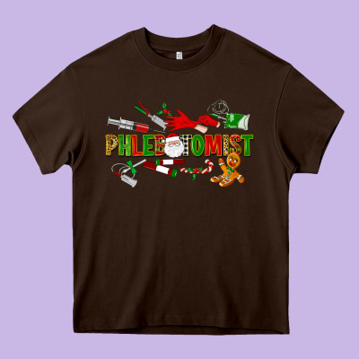 Christmas Phlebotomist Heavy Core Tee Designed By Lillyallendesigns