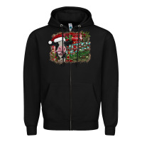 Black merry christmas cow Zipper Hoodie - CowhideDigitalArt