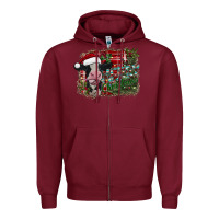 Burgundy merry christmas cow Zipper Hoodie - CowhideDigitalArt