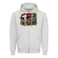 Merry Christmas Cow Zipper Hoodie | Teevron