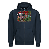 Navy merry christmas cow Zipper Hoodie - CowhideDigitalArt