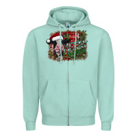 Seafoam merry christmas cow Zipper Hoodie - CowhideDigitalArt
