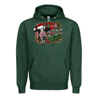 Sports Green merry christmas cow Zipper Hoodie - CowhideDigitalArt