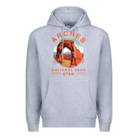 Heather Grey Cool Arches National Park Utah Premium Hoodie - minhPixels