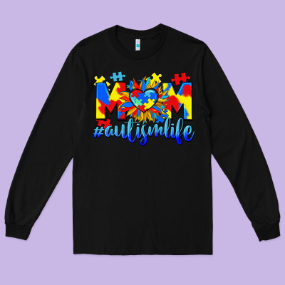 Mom Autism Life Long Sleeve Tee Designed By Cowgirlartshop