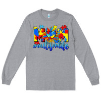 Heather Grey Mom Autism life Long Sleeve Tee - CowGirlArtShop