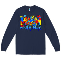 Navy Mom Autism life Long Sleeve Tee - CowGirlArtShop