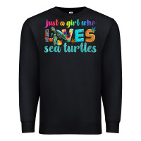 Black just a girl who loves sea turtle Premium Sweatshirt - Artiststas