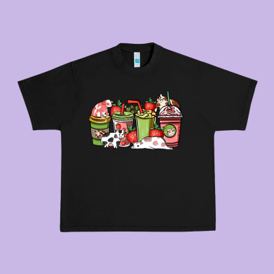 Cow And Strawberry Coffee Cups Urban Heavy Tee Designed By Howdyjamesfarm