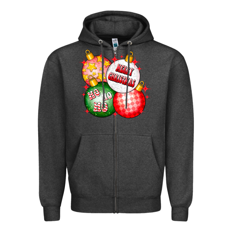 Merry Christmas Ball Zipper Hoodie by CowhideDigitalArt | Teevron