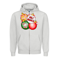 Dove Grey merry christmas ball Zipper Hoodie - CowhideDigitalArt