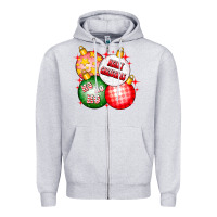 Heather Grey merry christmas ball Zipper Hoodie - CowhideDigitalArt