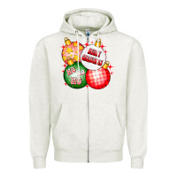 Oatmeal Heather merry christmas ball Zipper Hoodie - CowhideDigitalArt