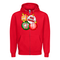 Red merry christmas ball Zipper Hoodie - CowhideDigitalArt