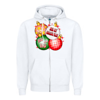 White merry christmas ball Zipper Hoodie - CowhideDigitalArt