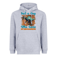 Heather Grey just a boy who loves baby spinosaurus Heavyweight Hoodie - Artiststas