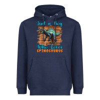 Navy just a boy who loves baby spinosaurus Heavyweight Hoodie - Artiststas