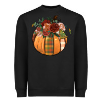 Black floral pumpkin Heavyweight Sweatshirt - BundleAndBundleShop