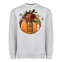 Heather Grey floral pumpkin Heavyweight Sweatshirt - BundleAndBundleShop