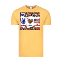 Vintage Mustard peace love america Vintage Tee - TumblerDesignByShophia
