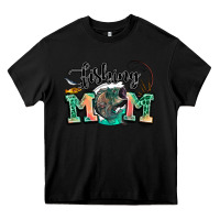 Black fishing mom Heavy Core Tee - LillyAllenDesigns