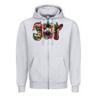 Heather Grey joy Christmas cows Zipper Hoodie - CowhideDigitalArt