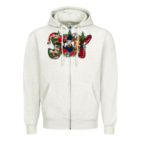 Oatmeal Heather joy Christmas cows Zipper Hoodie - CowhideDigitalArt