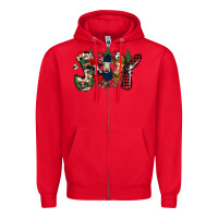 Red joy Christmas cows Zipper Hoodie - CowhideDigitalArt