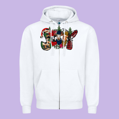 Joy Christmas Cows Zipper Hoodie Designed By Cowhidedigitalart
