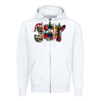 White joy Christmas cows Zipper Hoodie - CowhideDigitalArt