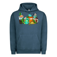 Pigment Midnight Navy dinosaur coffee cups Urban Hoodie - AdoDesignShop