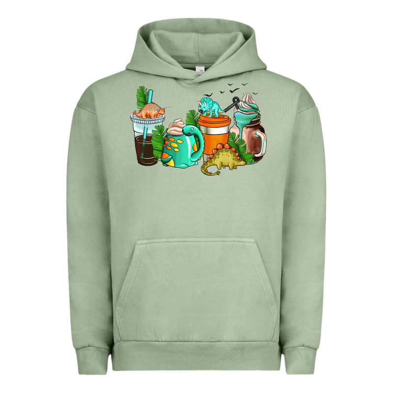 Dinosaur Coffee Cups Urban Hoodie by AdoDesignShop | Teevron