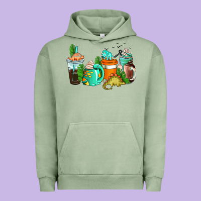 Dinosaur Coffee Cups Urban Hoodie Designed By Adodesignshop