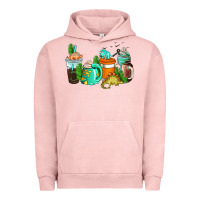 Pigment Salmon dinosaur coffee cups Urban Hoodie - AdoDesignShop