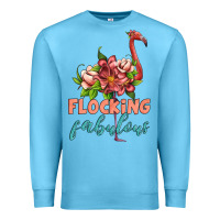 Ocean Blue flamingo flocking fabulous Premium Sweatshirt - Artiststas