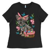Black easter french bulldog Ladies Tee - RanaPortraitStore
