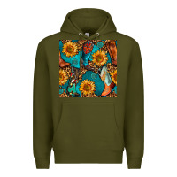 Army Green western cowboy boot seamless pattern Premium Hoodie - BundleAndBundleShop