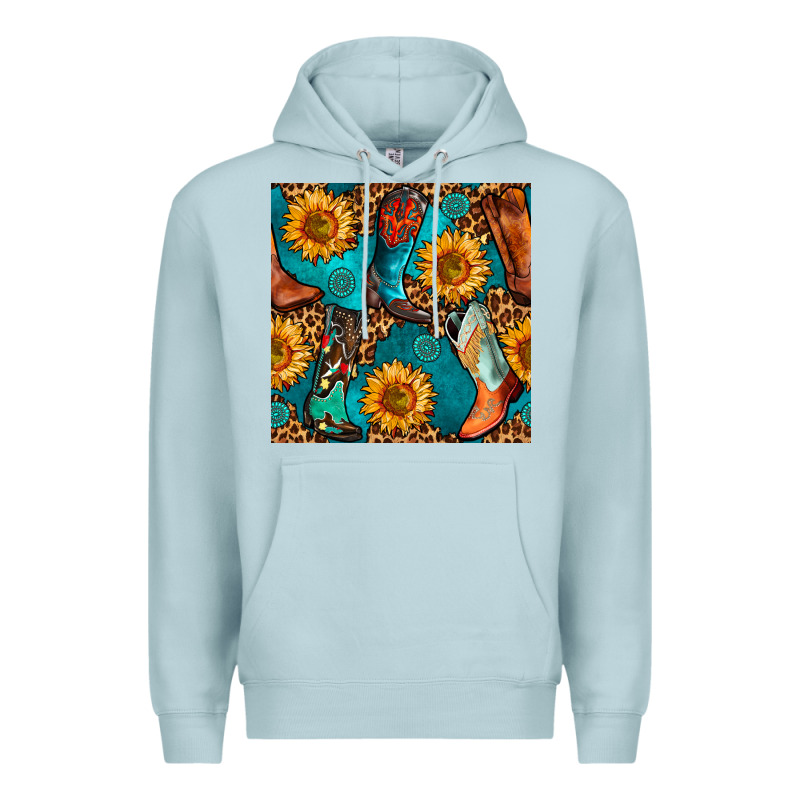 Western Cowboy Boot Seamless Pattern Premium Hoodie by BundleAndBundleShop | Teevron