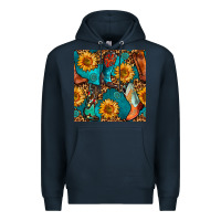 Navy western cowboy boot seamless pattern Premium Hoodie - BundleAndBundleShop