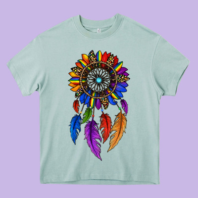 Pride Sunflower Dreamcatcher Heavy Core Tee Designed By Jahusdesignshop